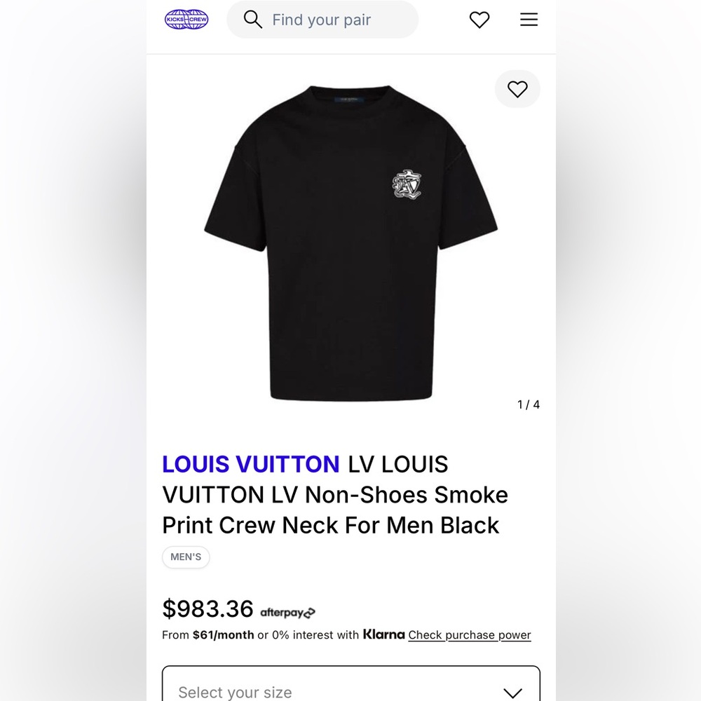 LOUIS VUITTON LV Non-Shoes Smoke
Print Crew Neck For Men Black - Picture 3 of 9